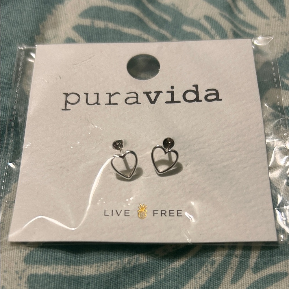 Pura Vida Silver Heart Stud Earrings